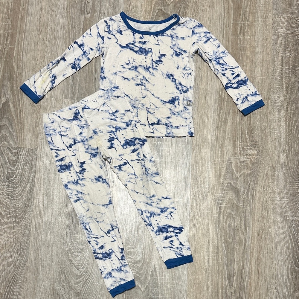 Kyte Baby Sapphire Marble Kids Pajama Set - Soft Long Sleeve & Pant